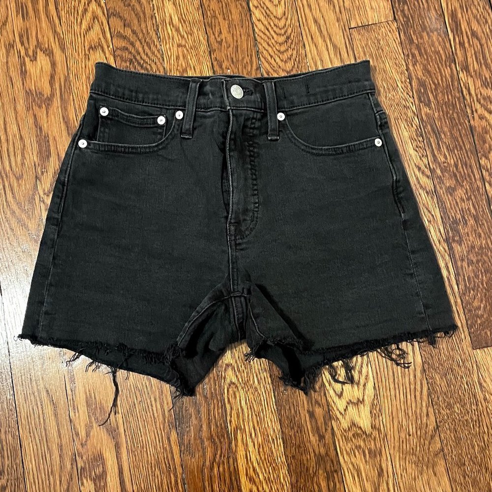 Madewell High-Rise Washed Black Denim Cutoff Shorts 25